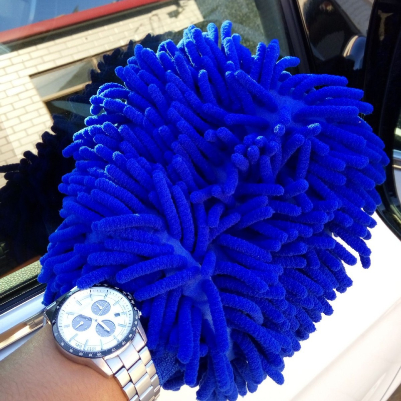 Kétszínű chenille autóápolási kesztyű - kétoldalas, medve mancs dizájn, 82 g, fonal combed yarn, többfunkciós törlő kendő nagy nedvszívó képességgel