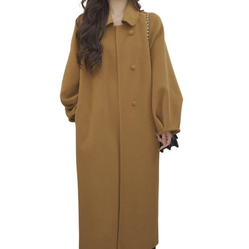 Palton de lână pentru femei, catifea cu două fețe, lungime medie, croială slim, mâneci lungi