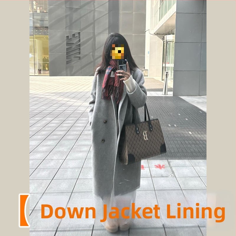 Palton din lână, lungime medie, închidere cu nasturi dubli, gros, stil japonez-coreean casual