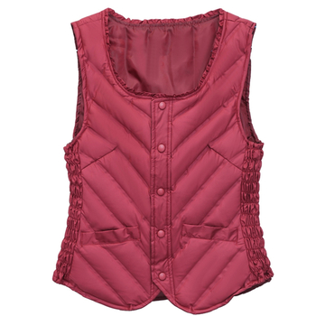 Naiste Down vest, kerge, sale lõige, Talv 2025, tõmblukk, ümmargune kaelus, täidis >90% valge pardi sulgede