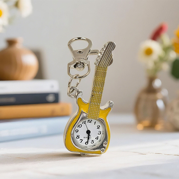 Džepni sat s gitarom motivom, unisex, kvarcni mehanizam Z618, kućište od legure, obična stakla