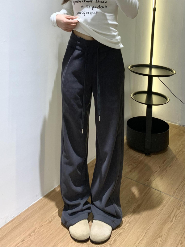 Sieviešu platām kājām kokvilnas bikses, japāņu–korejiešu ikdienas stils, kokvilnas saturs 50–70%, bieza auduma