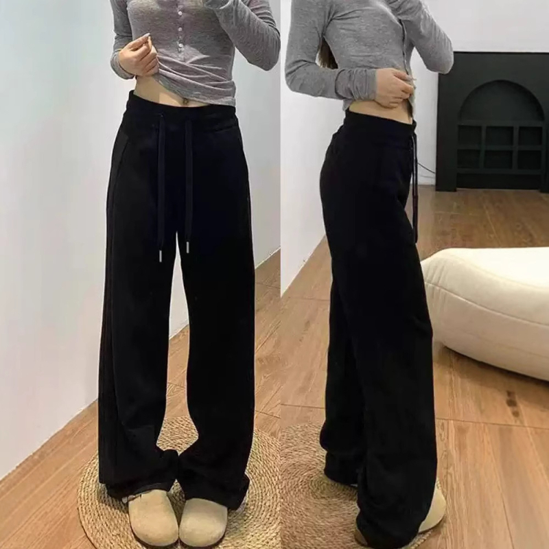 Sieviešu platām kājām kokvilnas bikses, japāņu–korejiešu ikdienas stils, kokvilnas saturs 50–70%, bieza auduma