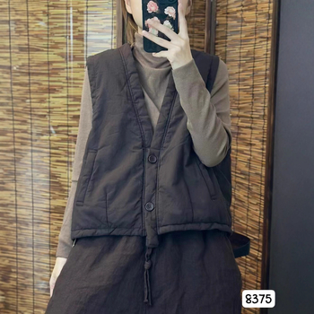 Naistele mõeldud puuvillane vest, retro-stiil, V-kaelus, varrukateta, laia lõikega, lühike pikkus 40–50 cm