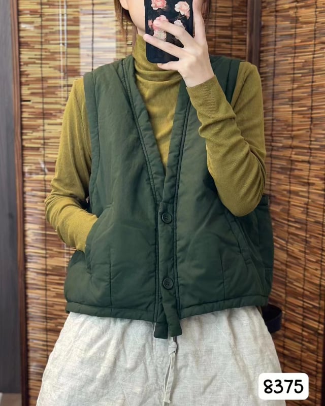 Naistele mõeldud puuvillane vest, retro-stiil, V-kaelus, varrukateta, laia lõikega, lühike pikkus 40–50 cm