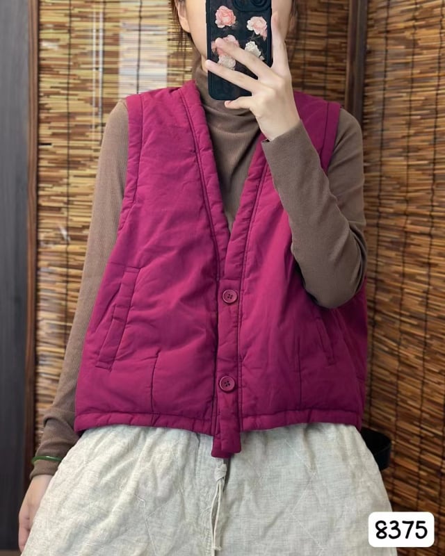 Naistele mõeldud puuvillane vest, retro-stiil, V-kaelus, varrukateta, laia lõikega, lühike pikkus 40–50 cm