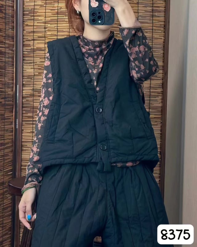 Naistele mõeldud puuvillane vest, retro-stiil, V-kaelus, varrukateta, laia lõikega, lühike pikkus 40–50 cm