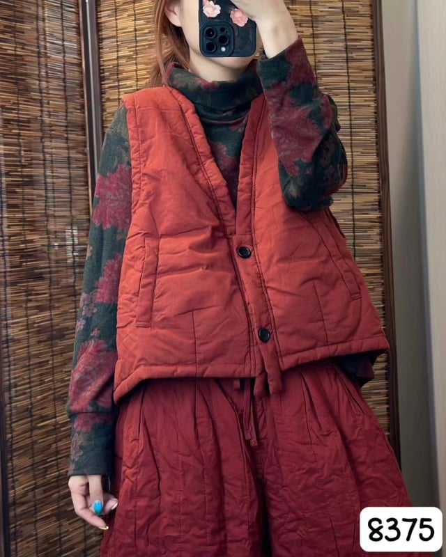 Naistele mõeldud puuvillane vest, retro-stiil, V-kaelus, varrukateta, laia lõikega, lühike pikkus 40–50 cm