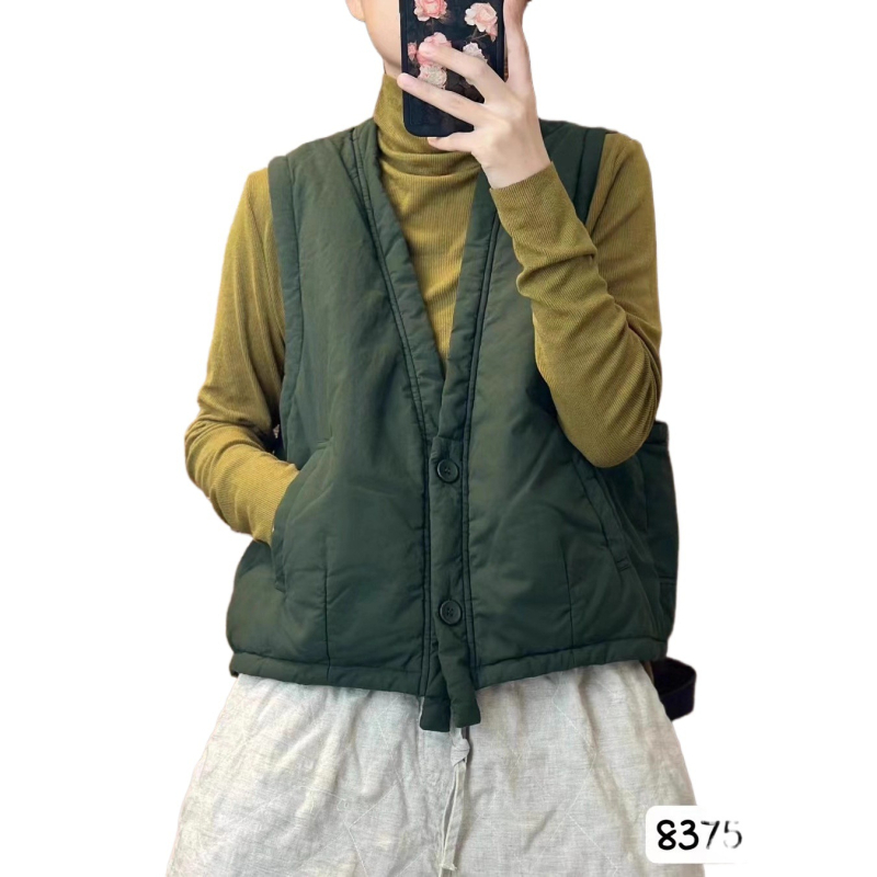 Naistele mõeldud puuvillane vest, retro-stiil, V-kaelus, varrukateta, laia lõikega, lühike pikkus 40–50 cm