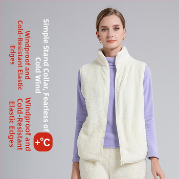 Sieviešu flīses vestes ar stāvošu kaklu, poliestera audums ar kokvilnas pildījumu, ikdienas ārējā apģērbs