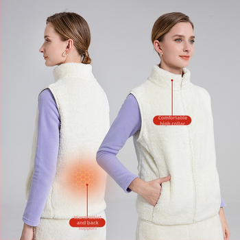 Sieviešu flīses vestes ar stāvošu kaklu, poliestera audums ar kokvilnas pildījumu, ikdienas ārējā apģērbs