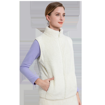 Sieviešu flīses vestes ar stāvošu kaklu, poliestera audums ar kokvilnas pildījumu, ikdienas ārējā apģērbs