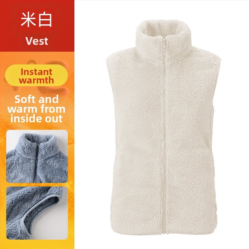 Sieviešu flīses vestes ar stāvošu kaklu, poliestera audums ar kokvilnas pildījumu, ikdienas ārējā apģērbs