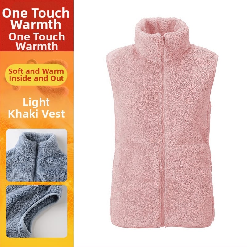 Sieviešu flīses vestes ar stāvošu kaklu, poliestera audums ar kokvilnas pildījumu, ikdienas ārējā apģērbs