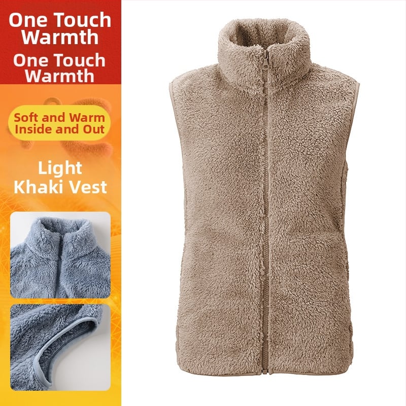 Sieviešu flīses vestes ar stāvošu kaklu, poliestera audums ar kokvilnas pildījumu, ikdienas ārējā apģērbs