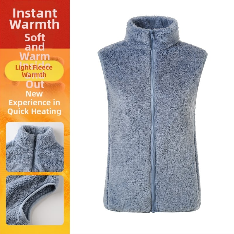 Sieviešu flīses vestes ar stāvošu kaklu, poliestera audums ar kokvilnas pildījumu, ikdienas ārējā apģērbs