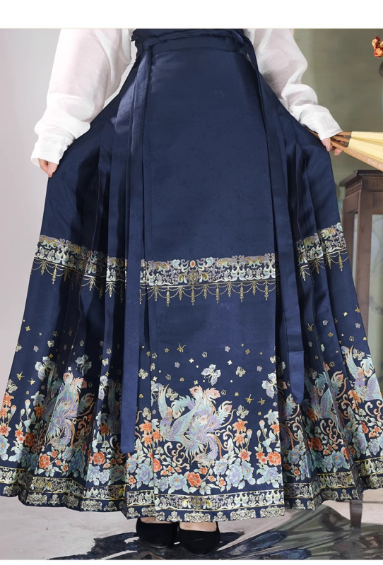 Hanfu suknja s zlatnim uzorkom na crvenom materijalu, tkanina zlatna, poliester 70–80% glavni, 50–70% sekundarni, bojanje na vlakna, jesen 2024