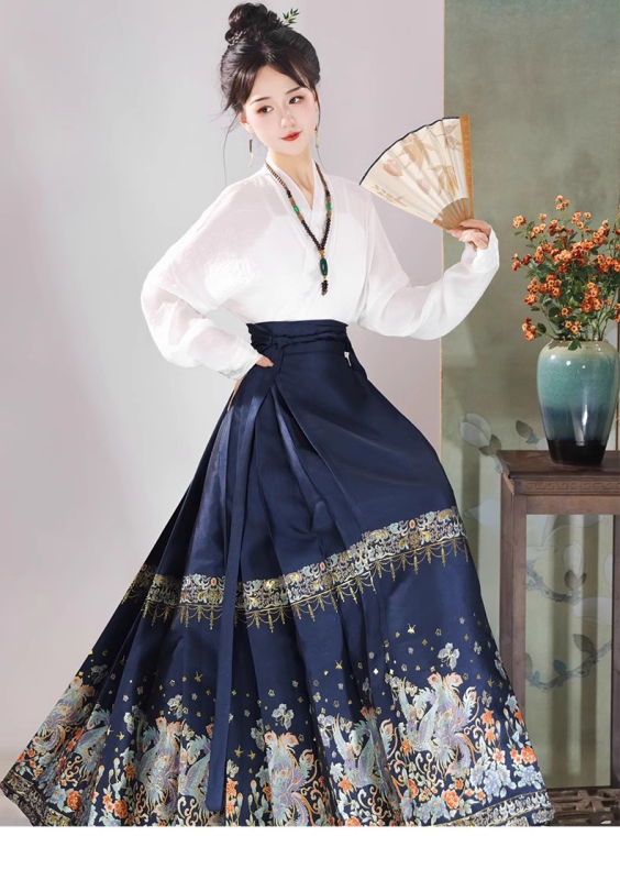 Hanfu suknja s zlatnim uzorkom na crvenom materijalu, tkanina zlatna, poliester 70–80% glavni, 50–70% sekundarni, bojanje na vlakna, jesen 2024