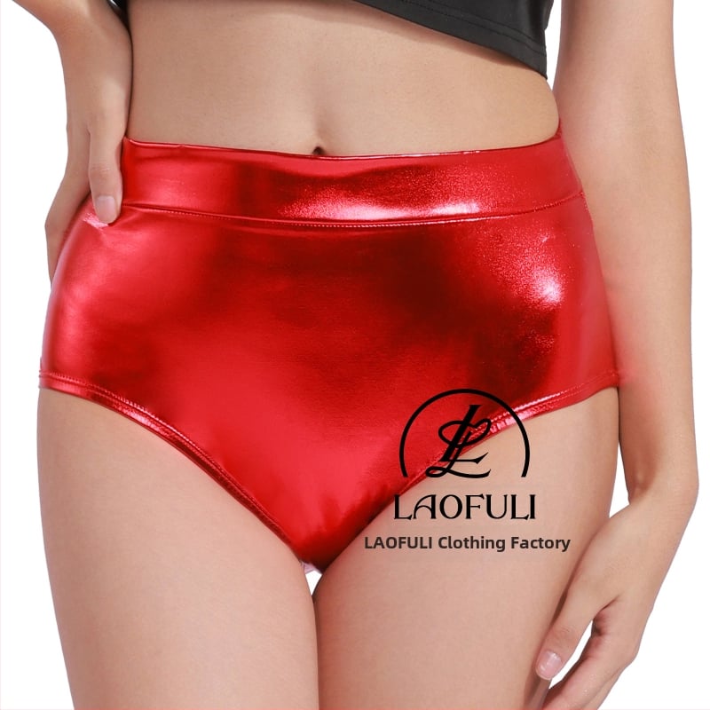 Метални танцови къси панталони с ниска талия, дължина три четвърти, полиестер и спандекс, микроеластичност, тънък плат