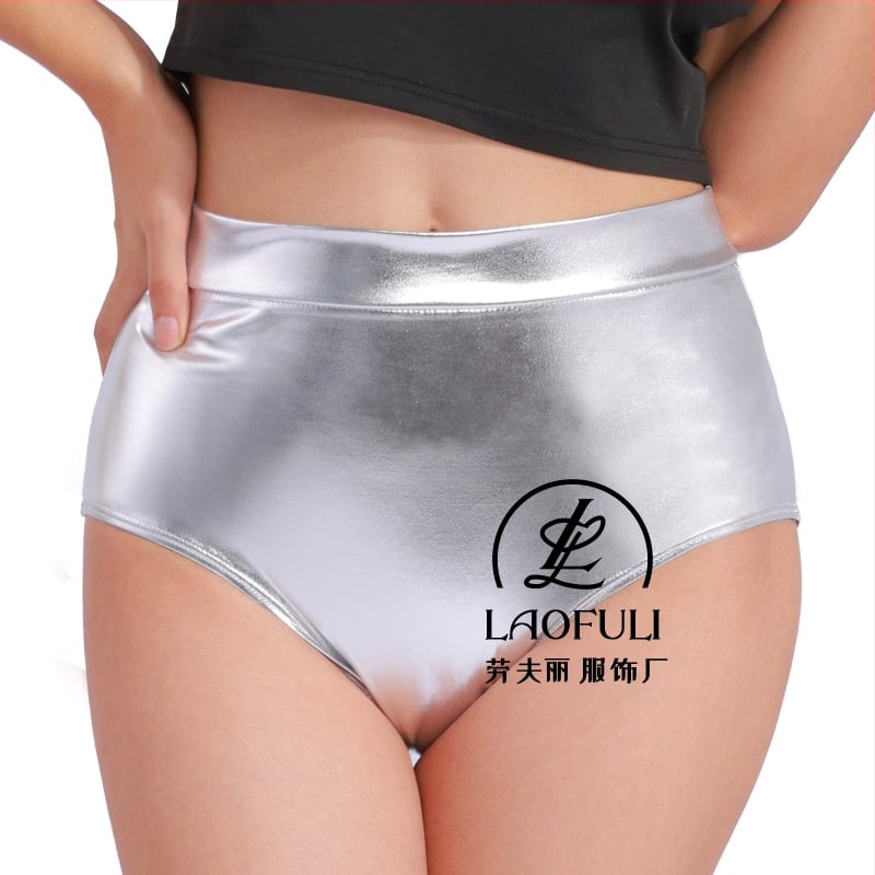 Метални танцови къси панталони с ниска талия, дължина три четвърти, полиестер и спандекс, микроеластичност, тънък плат