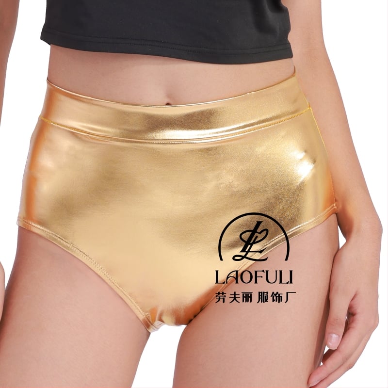 Метални танцови къси панталони с ниска талия, дължина три четвърти, полиестер и спандекс, микроеластичност, тънък плат