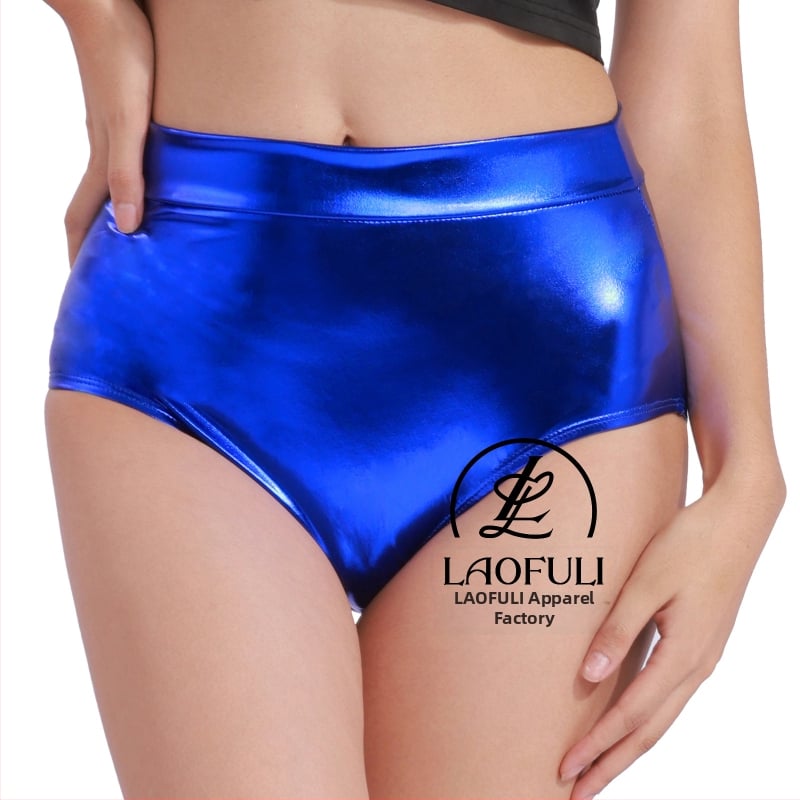 Метални танцови къси панталони с ниска талия, дължина три четвърти, полиестер и спандекс, микроеластичност, тънък плат