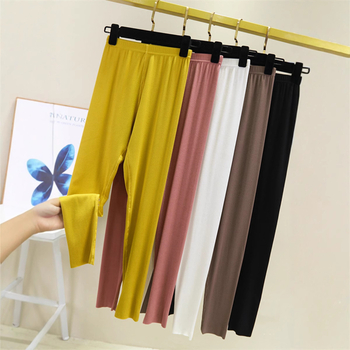 Ženske hlače od modalnog materijala, visoki struk, uski kroj u stilu olovke, prozračne i tanke tkanine s elastanom