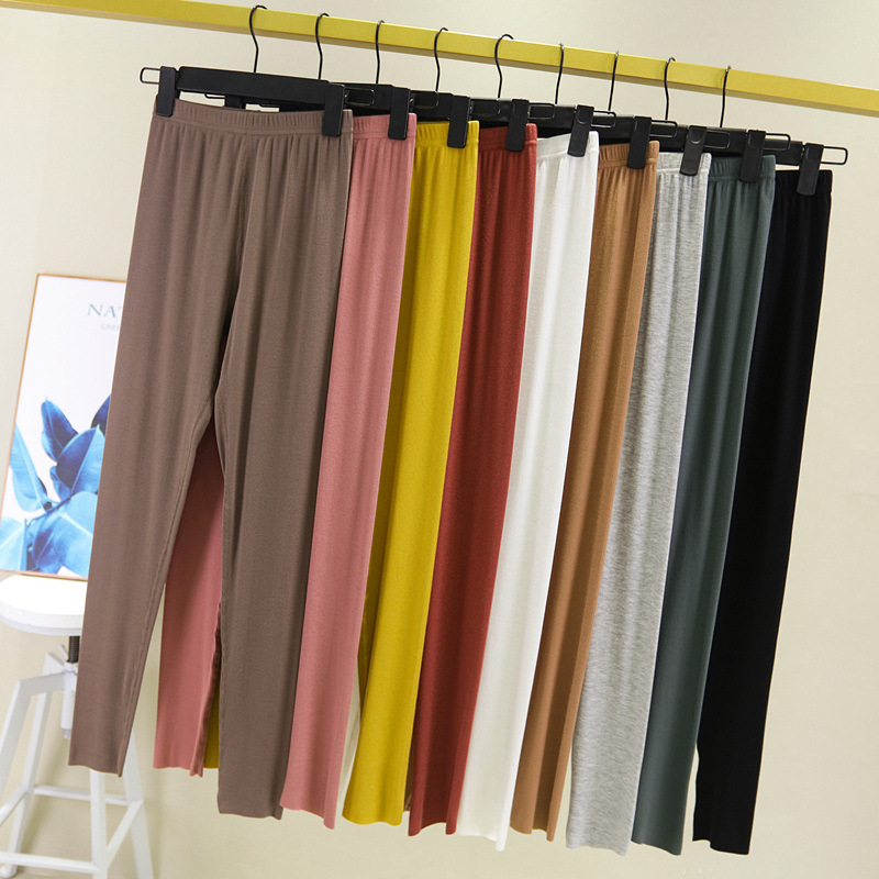 Ženske hlače od modalnog materijala, visoki struk, uski kroj u stilu olovke, prozračne i tanke tkanine s elastanom