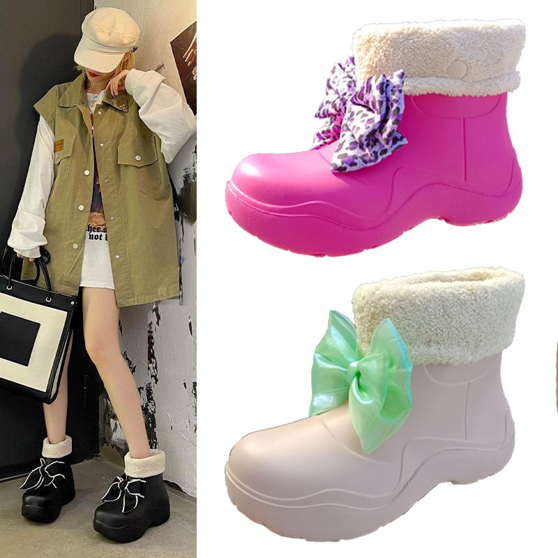 Ženske vodootporne čizme za snijeg s protukliznom potplatom i toplom podstavom, srednje visine potkoljenice, debela potplata