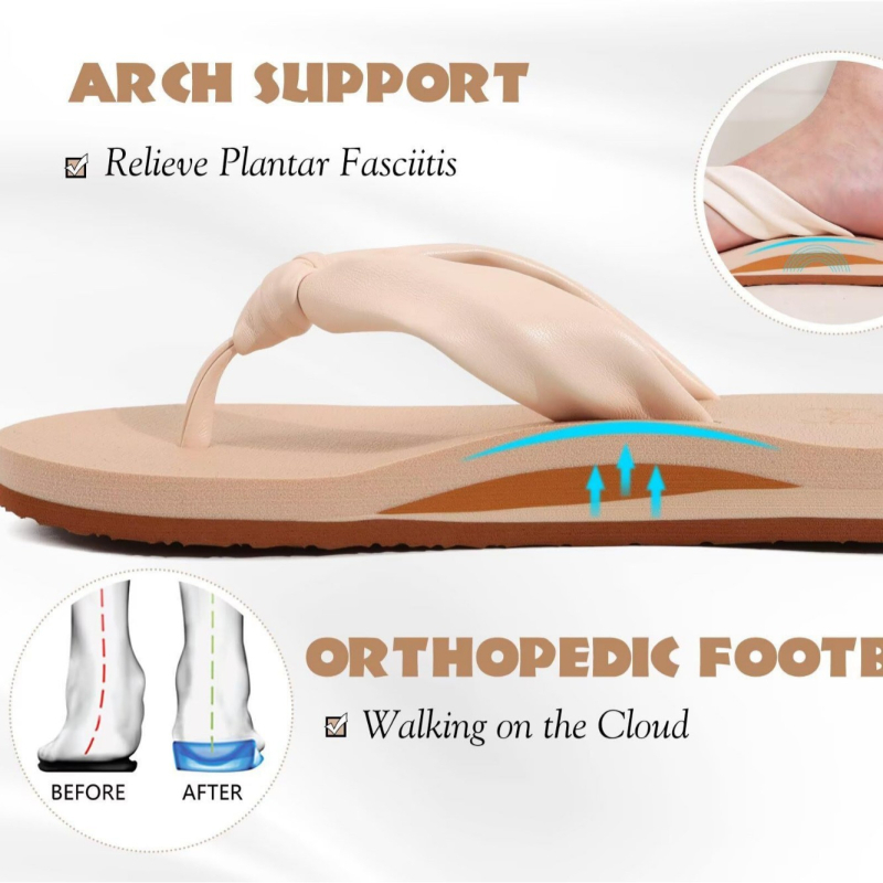 Moteriški thong sandalai iš sintetinės odos su arkos palaikymu, EVA padas, greitai džiūstantys ir kvėpuojantys, pado storis 3–5 cm