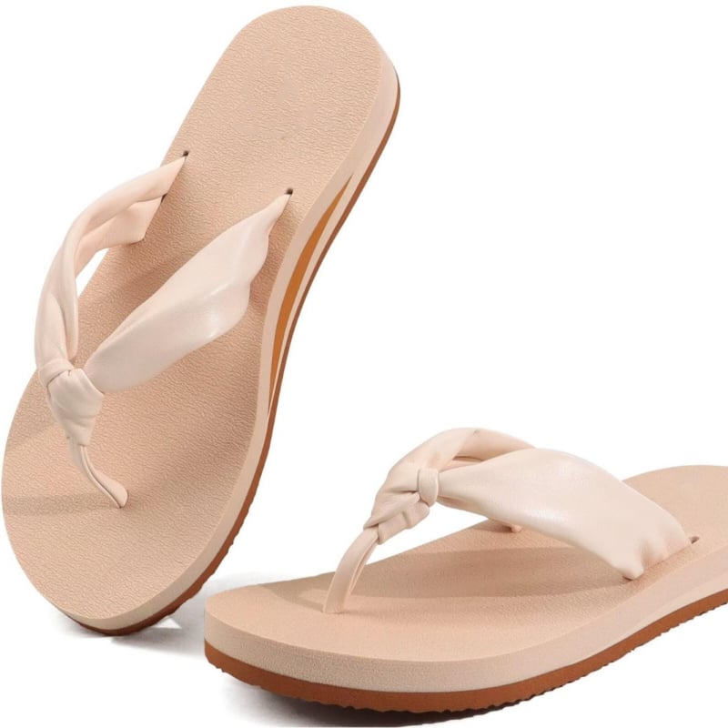 Moteriški thong sandalai iš sintetinės odos su arkos palaikymu, EVA padas, greitai džiūstantys ir kvėpuojantys, pado storis 3–5 cm