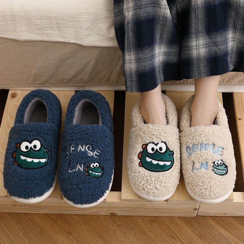 Дамски памучни пантофи за дома, подплата от флийс, PVC подметка, дебелина на подметката 3-5 cm, инжекционно формована подметка