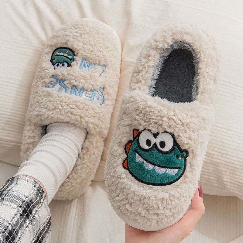 Дамски памучни пантофи за дома, подплата от флийс, PVC подметка, дебелина на подметката 3-5 cm, инжекционно формована подметка