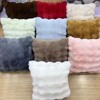 Jastučnica od kuniće dlake s bubble velvetom u Ins stilu, jesen-zima, jednobojna, za dnevni boravak i kauč