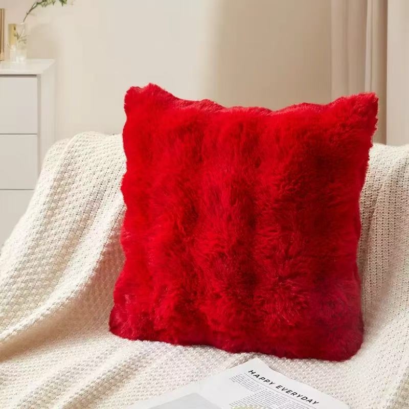 Jastučnica od kuniće dlake s bubble velvetom u Ins stilu, jesen-zima, jednobojna, za dnevni boravak i kauč
