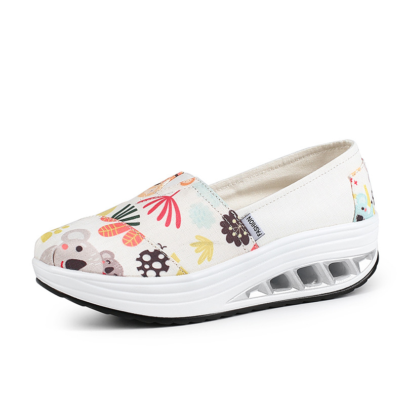 Ženske platnene slip-on tenisice, floralni uzorak, niski gornji dio, kompozitna potplata