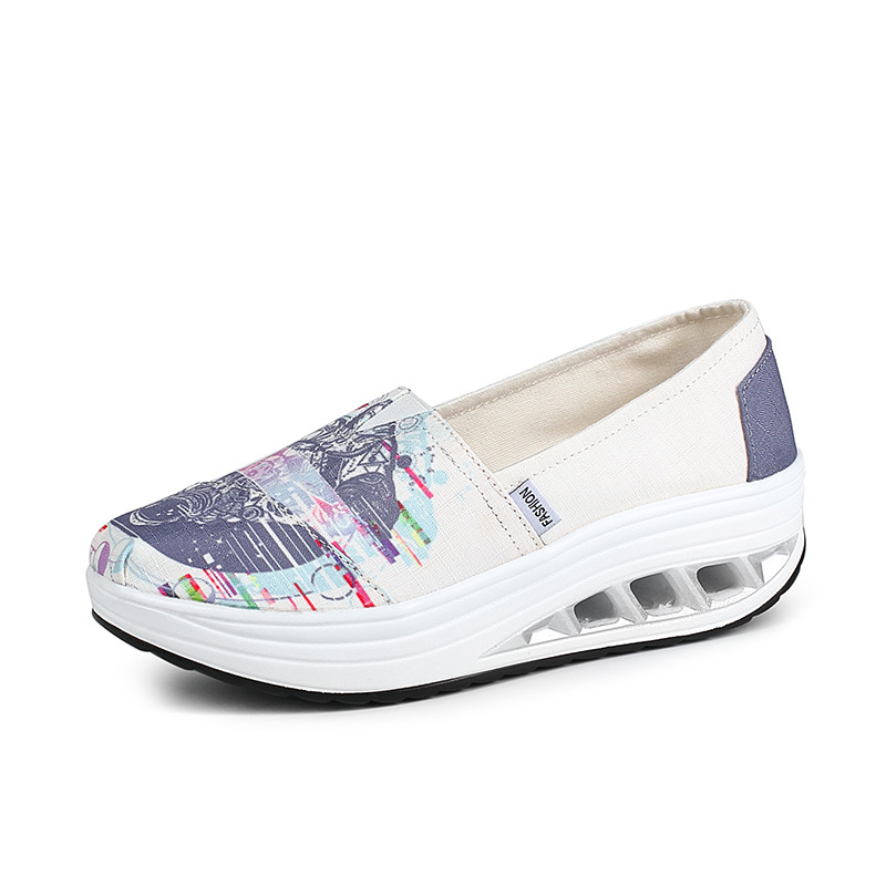 Ženske platnene slip-on tenisice, floralni uzorak, niski gornji dio, kompozitna potplata