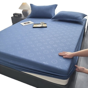 Pătură de pat din ice silk, cu țesătură Jacquard, imprimare și vopsire ecologice, de culoare uni.