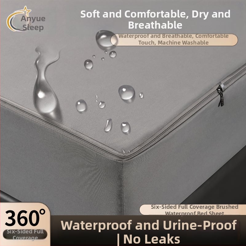 Protecție impermeabilă a saltelei, cu 6 fețe, quilted din poliester, vopsire reactiva