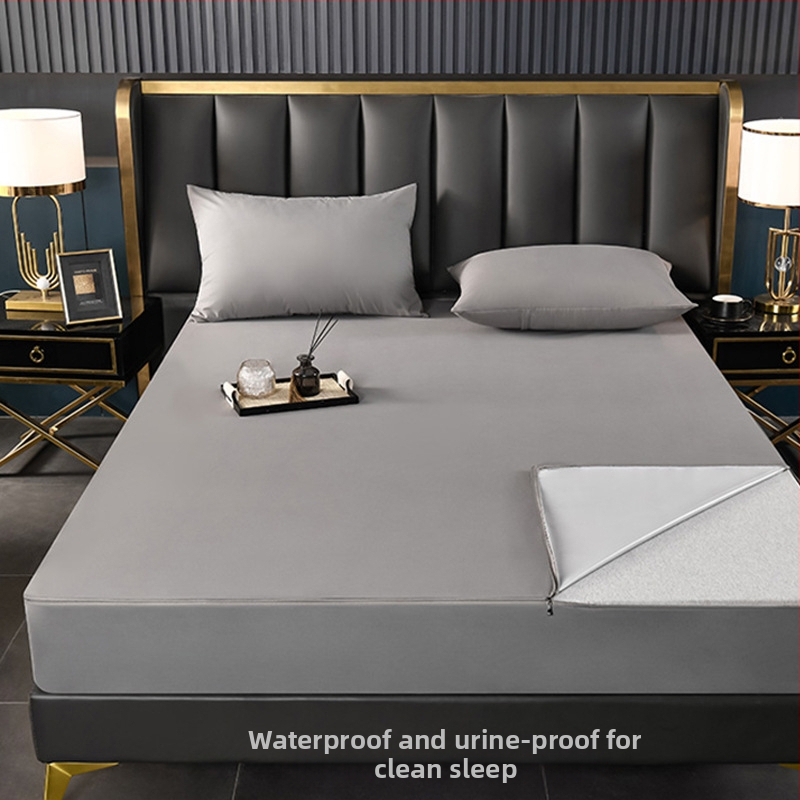 Protecție impermeabilă a saltelei, cu 6 fețe, quilted din poliester, vopsire reactiva