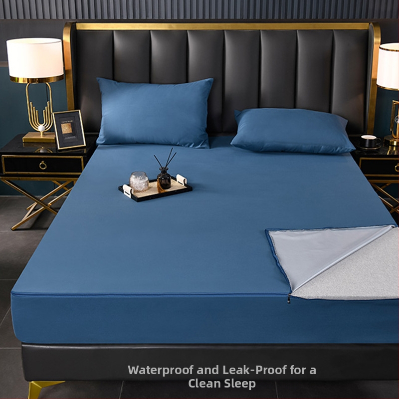 Protecție impermeabilă a saltelei, cu 6 fețe, quilted din poliester, vopsire reactiva