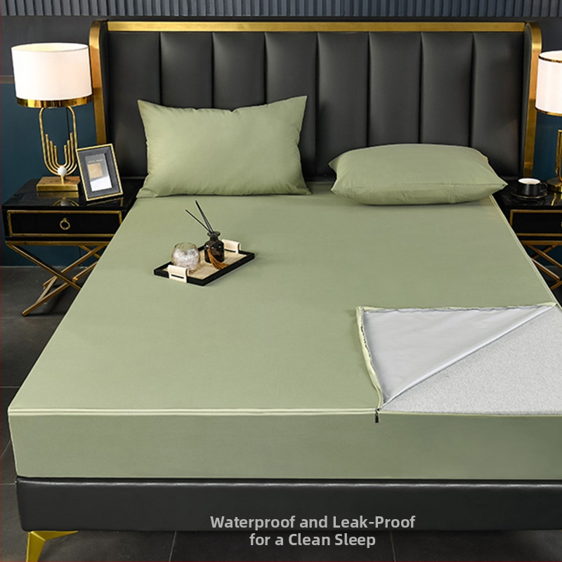 Protecție impermeabilă a saltelei, cu 6 fețe, quilted din poliester, vopsire reactiva