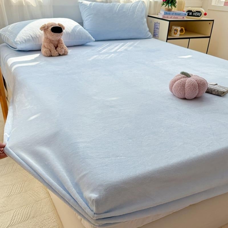 Husa de pat Coral Fleece, cu fixare - Îngroșată, Antiderapantă, Acoperire completă, Pentru cămine