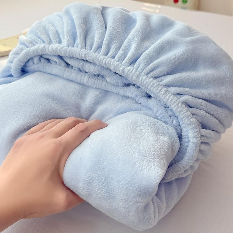 Husa de pat Coral Fleece, cu fixare - Îngroșată, Antiderapantă, Acoperire completă, Pentru cămine