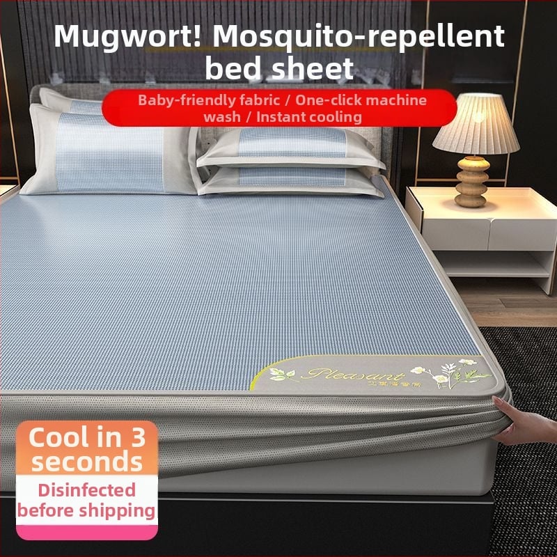 Ledinio šilko patalynės komplektas, 3 dalių, siuvinėti kraštai — premium sintetinis pluoštas