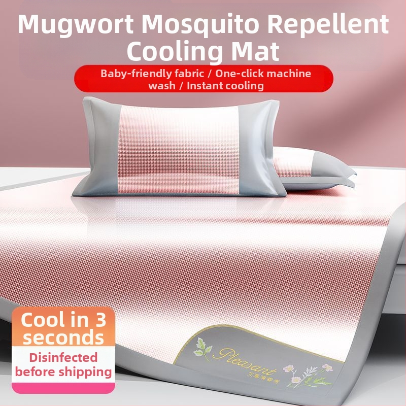 Ledinio šilko patalynės komplektas, 3 dalių, siuvinėti kraštai — premium sintetinis pluoštas