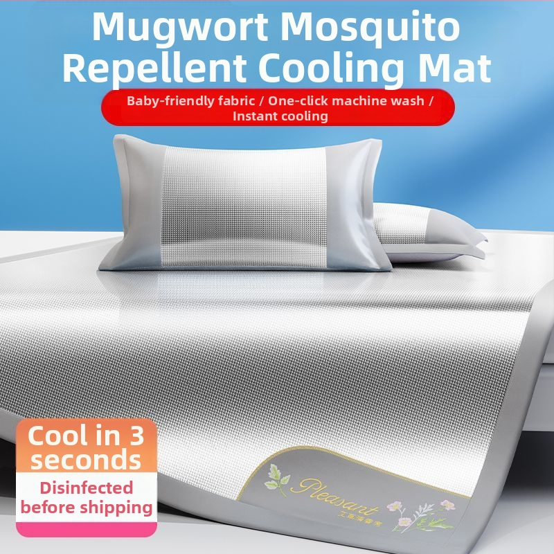 Ledinio šilko patalynės komplektas, 3 dalių, siuvinėti kraštai — premium sintetinis pluoštas