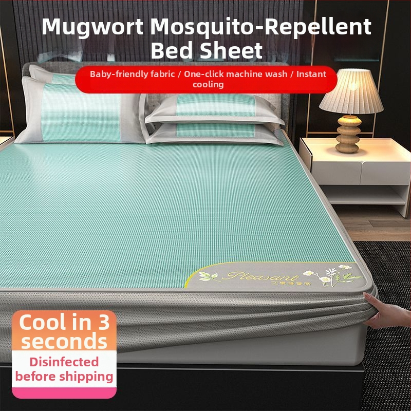 Ledinio šilko patalynės komplektas, 3 dalių, siuvinėti kraštai — premium sintetinis pluoštas