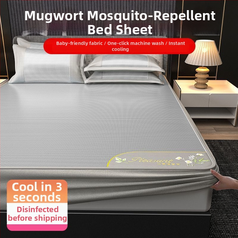 Ledinio šilko patalynės komplektas, 3 dalių, siuvinėti kraštai — premium sintetinis pluoštas