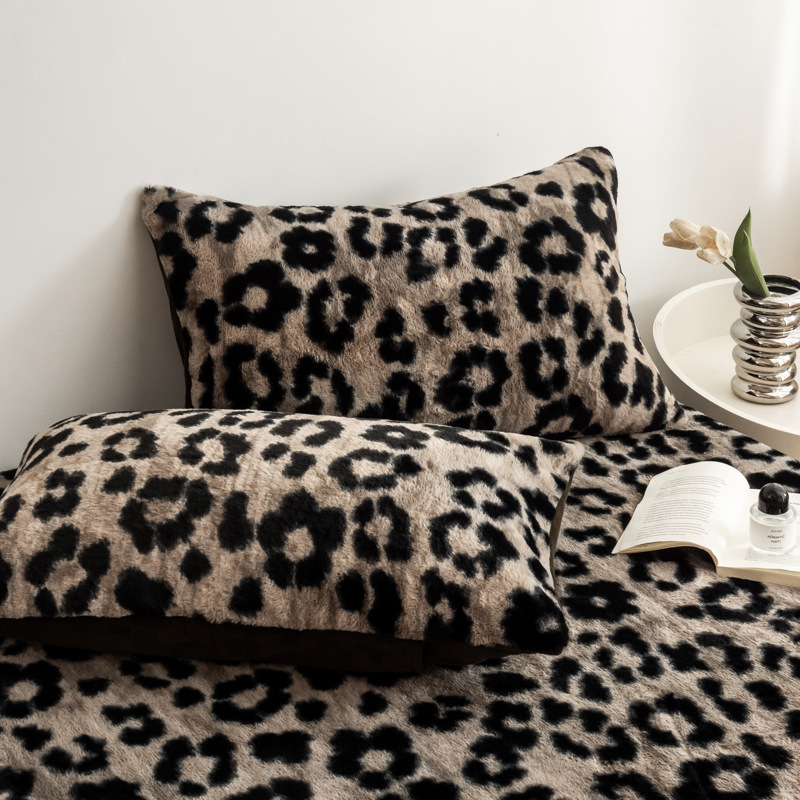 Set de 3 cearșafuri cu elastic, din pluș de iepure, imprimeu geometric-floral, imprimare reactive, stil modern minimalist